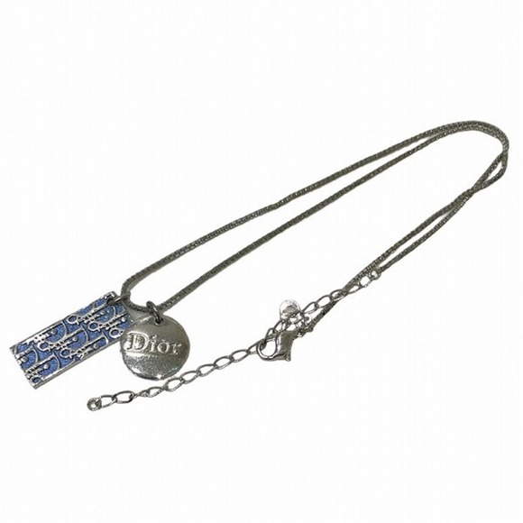 CHRISTIAN DIOR Dior Trotter Plate Logo Brand Accessory Necklace Ladies - Picture 3 of 9